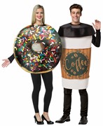 Rasta Imposta Dunk It Coffee 2 Go Cup & Chocolate Donut Couples Halloween Costume Set 10228