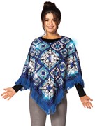 Rasta Imposta Blue & White Hanukkah Fringe Poncho with Lights Costume, Adult One Size 20202