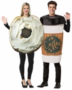 Rasta Imposta Bagel with Cream Cheese with Coffee Couples Costume, Adult One Size 10326