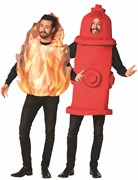 Rasta Imposta It's Hot Flaming Fire & Hydrant Couples Halloween Costume, Adult One Size 20002