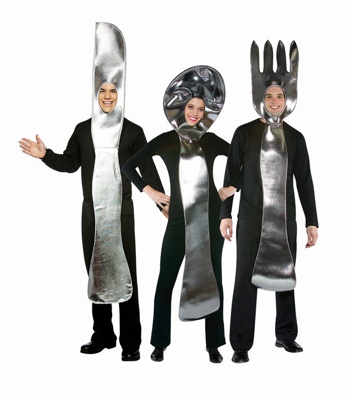 Rasta Imposta Utensil 3 Pack Silver Knife, Fork, Spoon Group Halloween Costume, Adult One Size 10281
