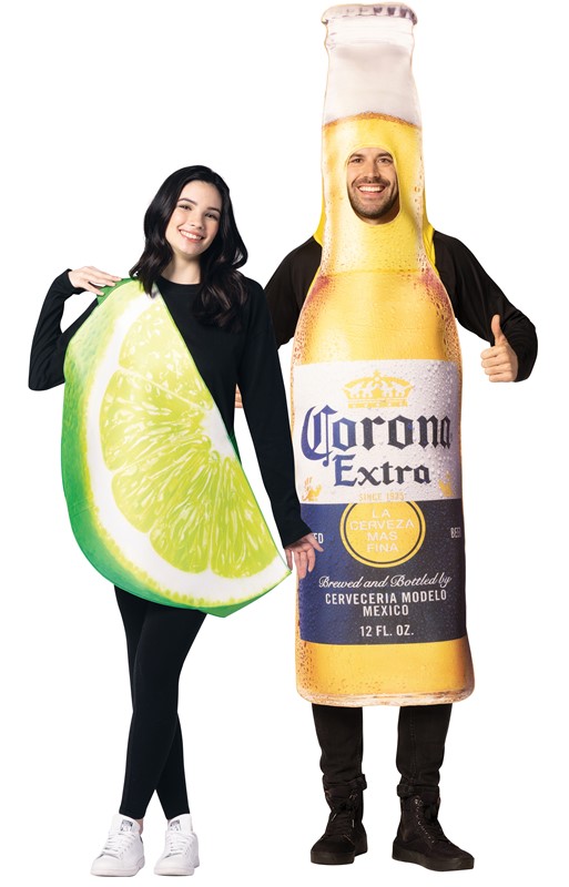 Rasta Imposta Corona Extra Beer Bottle & Ultimate Lime Slice Couples Halloween Costume 10377