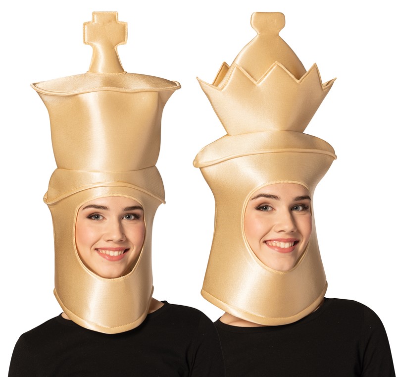 Rasta Imposta Ultimate Deluxe Beige King & Queen Chess Headpieces Couple Mask, Adult One Size 20026